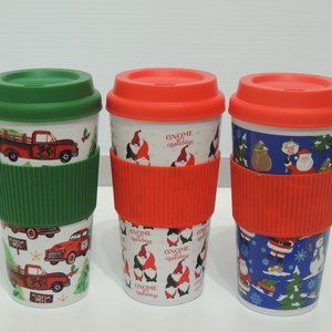 Christmas Themed Plastic Tumbler Traveler Mug